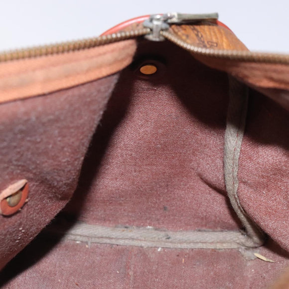 MCM Logogram Vicetos Boston Bag PVC Leather Brown Gold Auth bs27984