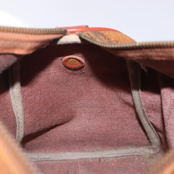 MCM Logogram Vicetos Boston Bag PVC Leather Brown Gold Auth bs27984