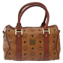 MCM Logogram Vicetos Boston Bag PVC Leather Brown Gold Auth bs27984-13