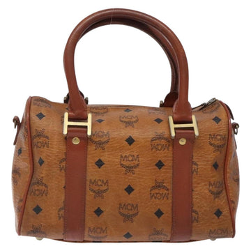 MCM Logogram Vicetos Boston Bag PVC Leather Brown Gold Auth bs27984 - 0