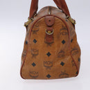 MCM Logogram Vicetos Boston Bag PVC Leather Brown Gold Auth bs27984-4