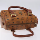 MCM Logogram Vicetos Boston Bag PVC Leather Brown Gold Auth bs27984-6