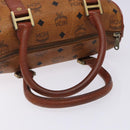 MCM Logogram Vicetos Boston Bag PVC Leather Brown Gold Auth bs27984-7