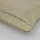 BALENCIAGA Classic Clip M Clutch Bag Leather Beige Silver Auth bs27985-15