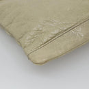 BALENCIAGA Classic Clip M Clutch Bag Leather Beige Silver Auth bs27985-16