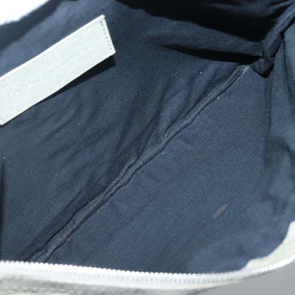 BALENCIAGA Classic Clip M Clutch Bag Leather Beige Silver Auth bs27985