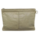 BALENCIAGA Classic Clip M Clutch Bag Leather Beige Silver Auth bs27985-2