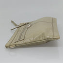 BALENCIAGA Classic Clip M Clutch Bag Leather Beige Silver Auth bs27985-4