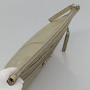 BALENCIAGA Classic Clip M Clutch Bag Leather Beige Silver Auth bs27985-5