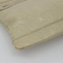 BALENCIAGA Classic Clip M Clutch Bag Leather Beige Silver Auth bs27985-14