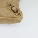 BALENCIAGA Classic Flat Shoulder Bag Leather Beige Auth bs27986-14