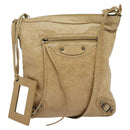BALENCIAGA Classic Flat Shoulder Bag Leather Beige Auth bs27986-1