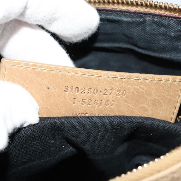 BALENCIAGA Classic Flat Shoulder Bag Leather Beige Auth bs27986