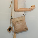 BALENCIAGA Classic Flat Shoulder Bag Leather Beige Auth bs27986-22