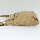 BALENCIAGA Classic Flat Shoulder Bag Leather Beige Auth bs27986-3