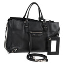 BALENCIAGA Paper Mini Hand Bag Leather 2way Black Silver 370926 Auth bs27987V-1