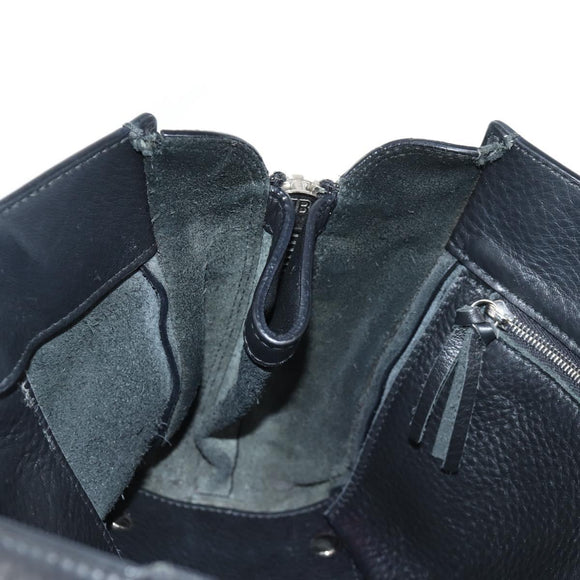 BALENCIAGA Paper Mini Hand Bag Leather 2way Black Silver 370926 Auth bs27987V