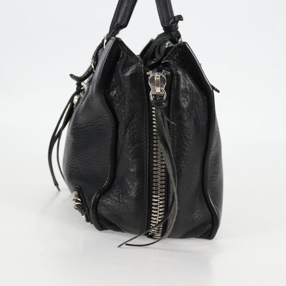 BALENCIAGA Paper Mini Hand Bag Leather 2way Black Silver 370926 Auth bs27987V