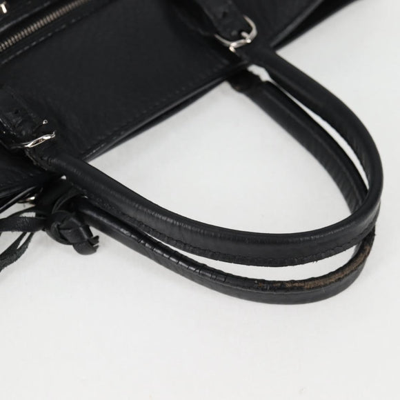 BALENCIAGA Paper Mini Hand Bag Leather 2way Black Silver 370926 Auth bs27987V