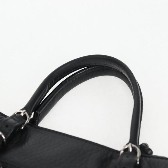 BALENCIAGA Paper Mini Hand Bag Leather 2way Black Silver 370926 Auth bs27987V