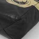 CELINE Mustang Print Vertical Cabas Tote Bag Leather Black Gold Auth bs27989-9