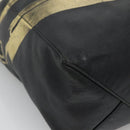 CELINE Mustang Print Vertical Cabas Tote Bag Leather Black Gold Auth bs27989-14