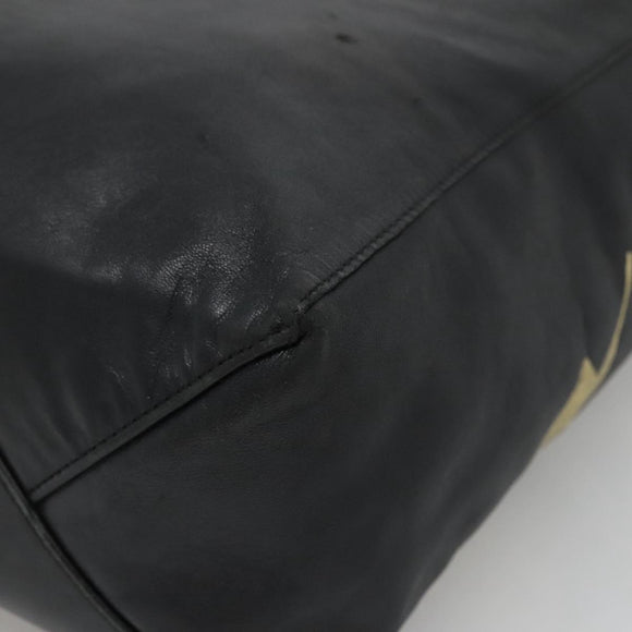 CELINE Mustang Print Vertical Cabas Tote Bag Leather Black Gold Auth bs27989