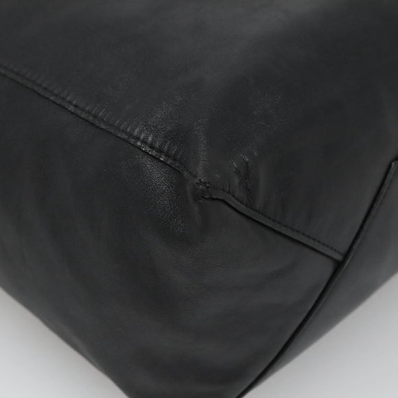 CELINE Mustang Print Vertical Cabas Tote Bag Leather Black Gold Auth bs27989