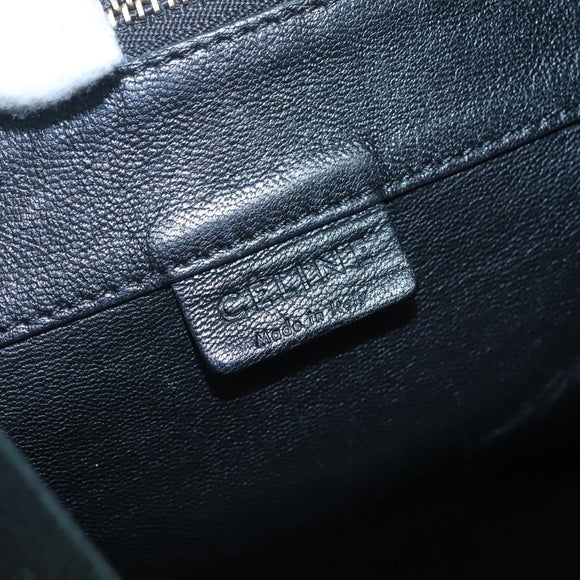 CELINE Mustang Print Vertical Cabas Tote Bag Leather Black Gold Auth bs27989