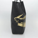 CELINE Mustang Print Vertical Cabas Tote Bag Leather Black Gold Auth bs27989-3