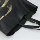CELINE Mustang Print Vertical Cabas Tote Bag Leder Schwarz Gold Auth bs27989-6