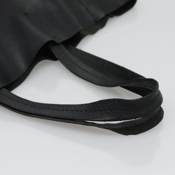 CELINE Mustang Print Vertical Cabas Tote Bag Leather Black Gold Auth bs27989