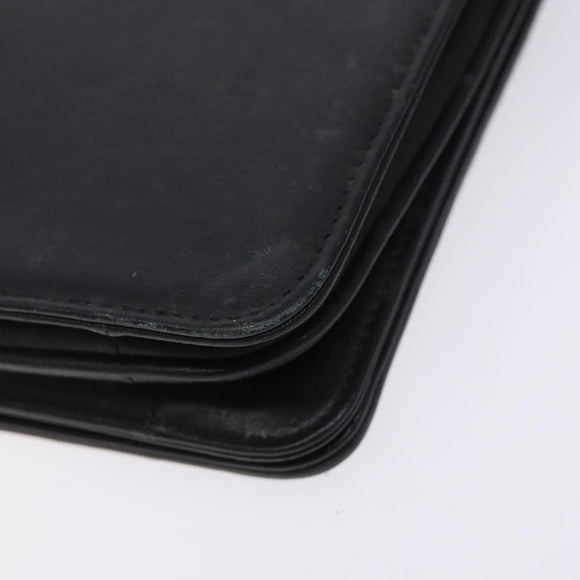 VALENTINO Shoulder Bag Leather Black Gold Auth bs27994