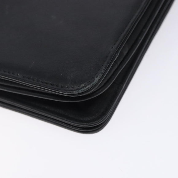 VALENTINO Shoulder Bag Leather Black Gold Auth bs27994