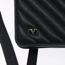VALENTINO Shoulder Bag Leather Black Gold Auth bs27994-17