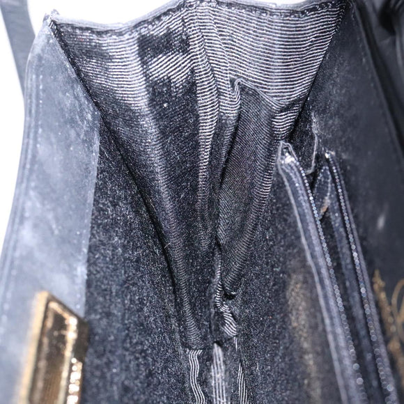 VALENTINO Shoulder Bag Leather Black Gold Auth bs27994