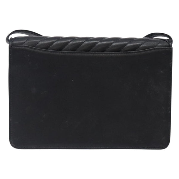 VALENTINO Shoulder Bag Leather Black Gold Auth bs27994