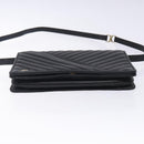 VALENTINO Shoulder Bag Leather Black Gold Auth bs27994-5