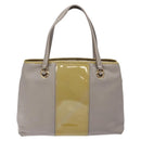 Salvatore Ferragamo Vala Hand Bag Leather Gray Gold Auth bs27995-2