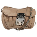 Miu Miu Matelasse Chain Shoulder Bag Leather Pink Silver Auth bs27996-1