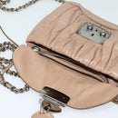 Miu Miu Matelasse Chain Shoulder Bag Leather Pink Silver Auth bs27996-16