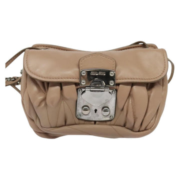 Miu Miu Matelasse Chain Shoulder Bag Leather Pink Silver Auth bs27996 - 0