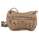 Miu Miu Matelasse Chain Shoulder Bag Leather Pink Silver Auth bs27996-3