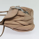 Miu Miu Matelasse Chain Shoulder Bag Leather Pink Silver Auth bs27996-4