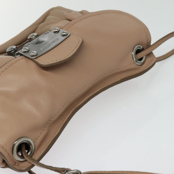 Miu Miu Matelasse Chain Shoulder Bag Leather Pink Silver Auth bs27996