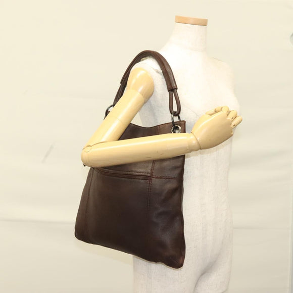 BOTTEGA VENETA Shoulder Bag Leather Brown Auth bs27997