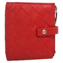 BOTTEGA VENETA INTRECCIATO Bifold Wallet Leather Red Auth bs28002-1