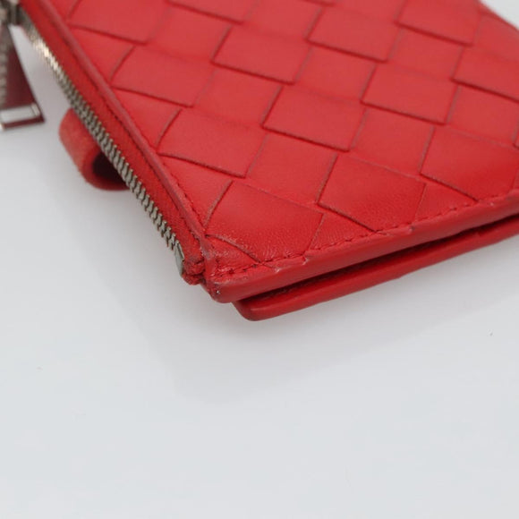 BOTTEGA VENETA INTRECCIATO Bifold Wallet Leather Red Auth bs28002