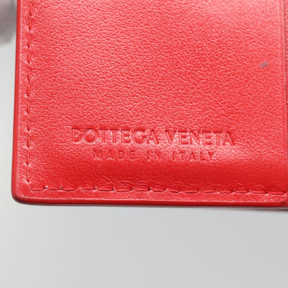 BOTTEGA VENETA INTRECCIATO Bifold Wallet Leather Red Auth bs28002