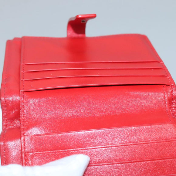 BOTTEGA VENETA INTRECCIATO Bifold Wallet Leather Red Auth bs28002